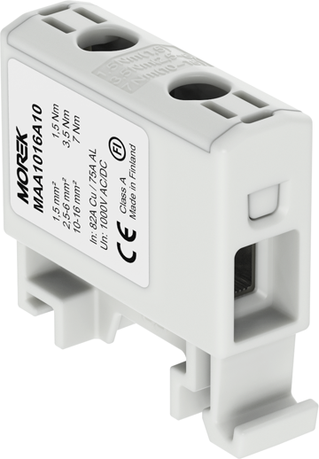 Тунелна клема СИВА 1P 82A с 2 отвора OTL16 1xAl/Cu 1,5-16mm² 1000V MOREK