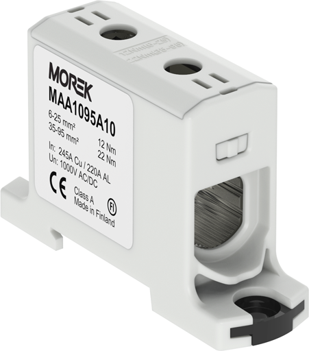 Тунелна клема СИВА 1P 245A с 2 отвора OTL95 1xAl/Cu 6-95mm² 1000V MOREK