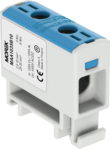 Тунелна клема СИНЯ 1P 135A с 2 отвора OTL35 1xAl/Cu 2,5-35mm² 1000V MOREK