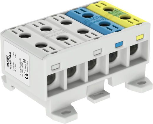 Тунелна клема L/N/E 5P 135A с 10 отвора OTL35-5x 5x1xAl/Cu 2,5-35mm² 1000V MOREK
