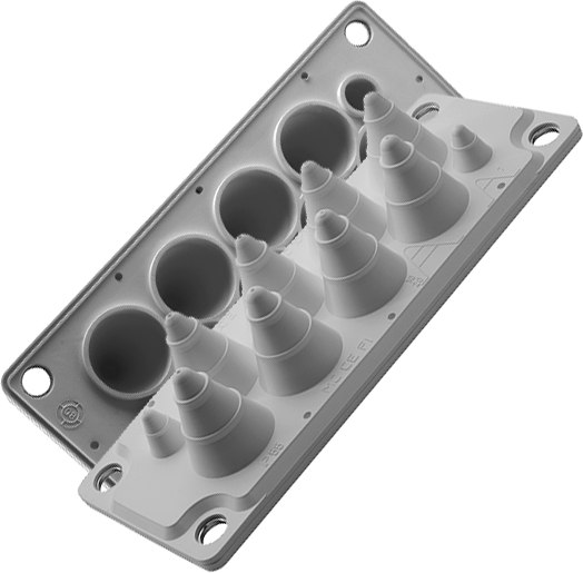 Панел с кабелни входове MC10 за 10 кабела IP54 сив RAL 7035 самогасящ UL94 V0 MOREK