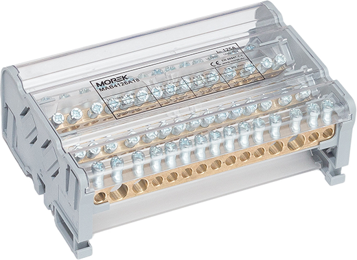 Разпределителен клемен блок Moblock 4P 125A-15 2x35 + 2x25 + 11x6mm² MOREK