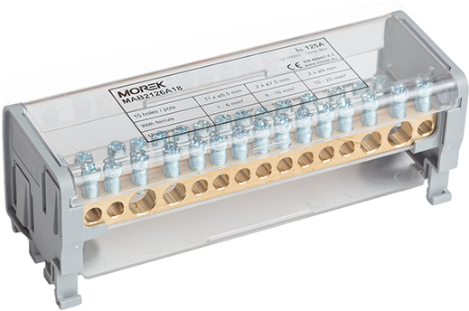 Разпределителен клемен блок Moblock 2P 125A-15 2x35 + 2x25 + 11x6mm² MOREK
