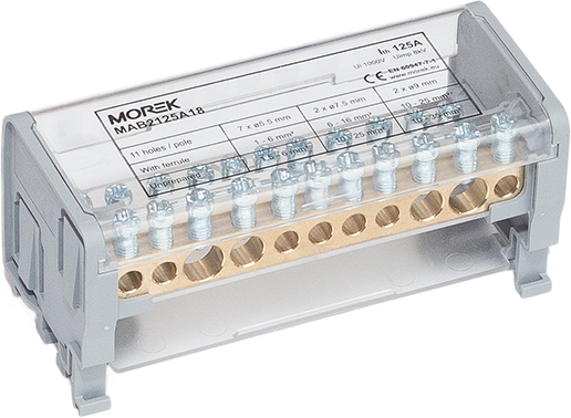 Разпределителен клемен блок Moblock 2P 125A-11 2x35 + 2x25 + 7x6mm² MOREK