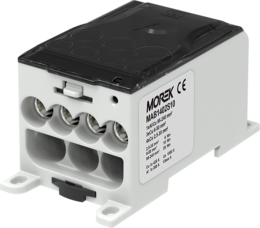 Разпределителен клемен блок СИВ 1P 400A OJL400AS с капак вх.Al/Cu 1x240 изх. 4x35/3x50mm² MOREK