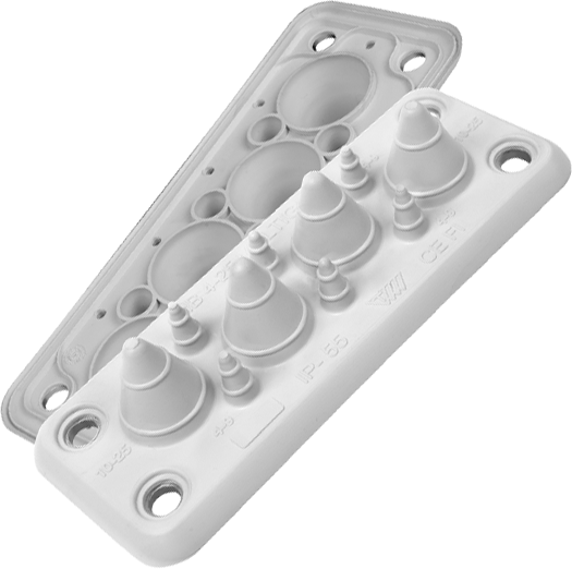 Панел с кабелни входове MB4/10 за 10 кабела IP55 сив RAL 7035 самогасящ UL94 V0 MOREK