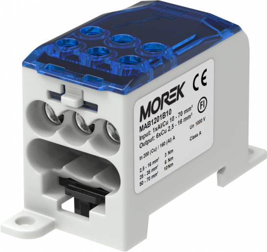 Разпределителен клемен блок СИН 1P 200A OJL200A вх. Al/Cu 1x70 изх. 6x16mm² MOREK