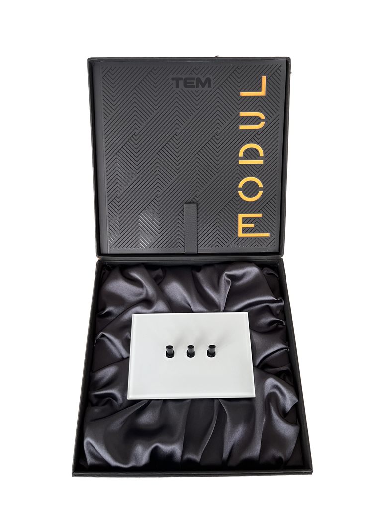 Мострена кутия TEM Edge - механизъм черно/рамка бяло стъкло