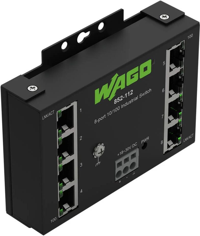 Мрежов комутатор, 8x 10/100 Mbps, за DIN монтаж, 18...30V DC Eco Wago