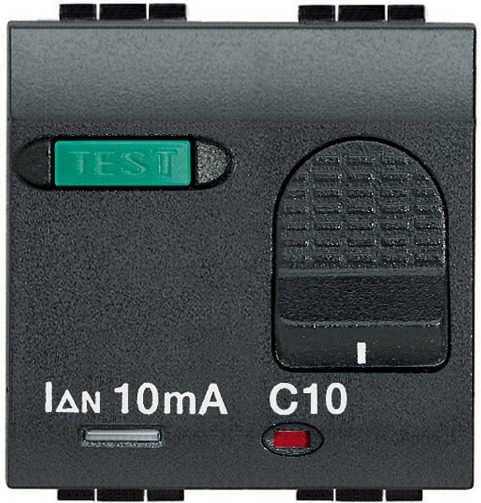 ДТЗ комбинирана 1P+N 16A крива C 10mA тип AC 3kA 2 мод. цвят Антрацит LL Bticino
