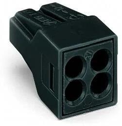 Бърза връзка Wago 4х1.5-2.5 mm2 (100бр.) 105°C черна за твърд проводник