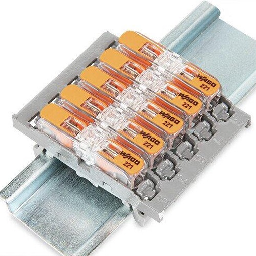 Държач за монтаж на 5 бр. клеми Inline - 4мм2 сив Wago 
