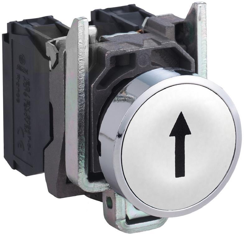 Бутон сглобен бял със символ ↑ 1NO Ø22mm XB4 SE