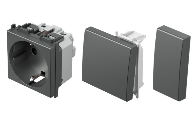 Антрацит механизми и лицеви панели Modul TEM