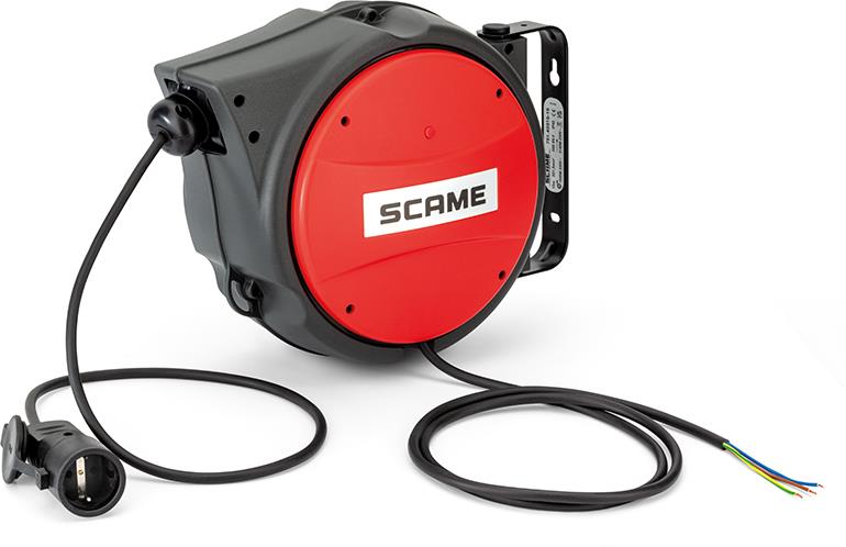 Макара индустриална IP42 серия AUTOROLLER кабел H05VV-F 10 метра х 2,5мм2 и изход 1х 2P+Е 16A шуко Scame