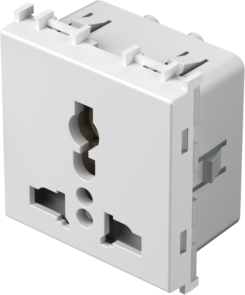 Контакт мулти стандарт 2P+E 13A 2 мод. цвят Бял гланц Modul TEM