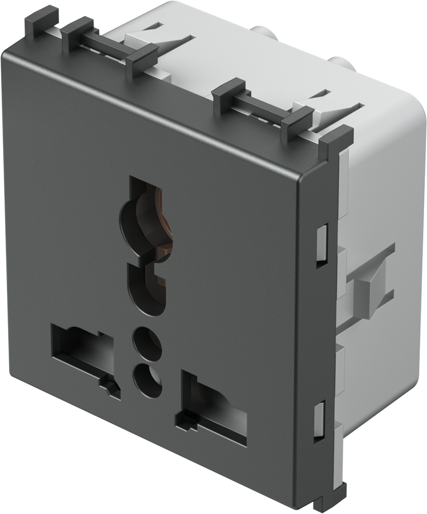 Контакт мулти стандарт 2P+E 13A 2 мод. цвят Антрацит Modul TEM