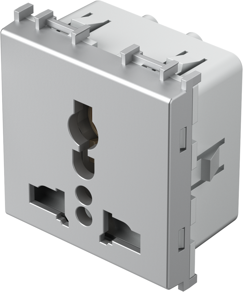 Контакт мулти стандарт 2P+E 13A 2 мод. цвят Сребро мат Modul TEM