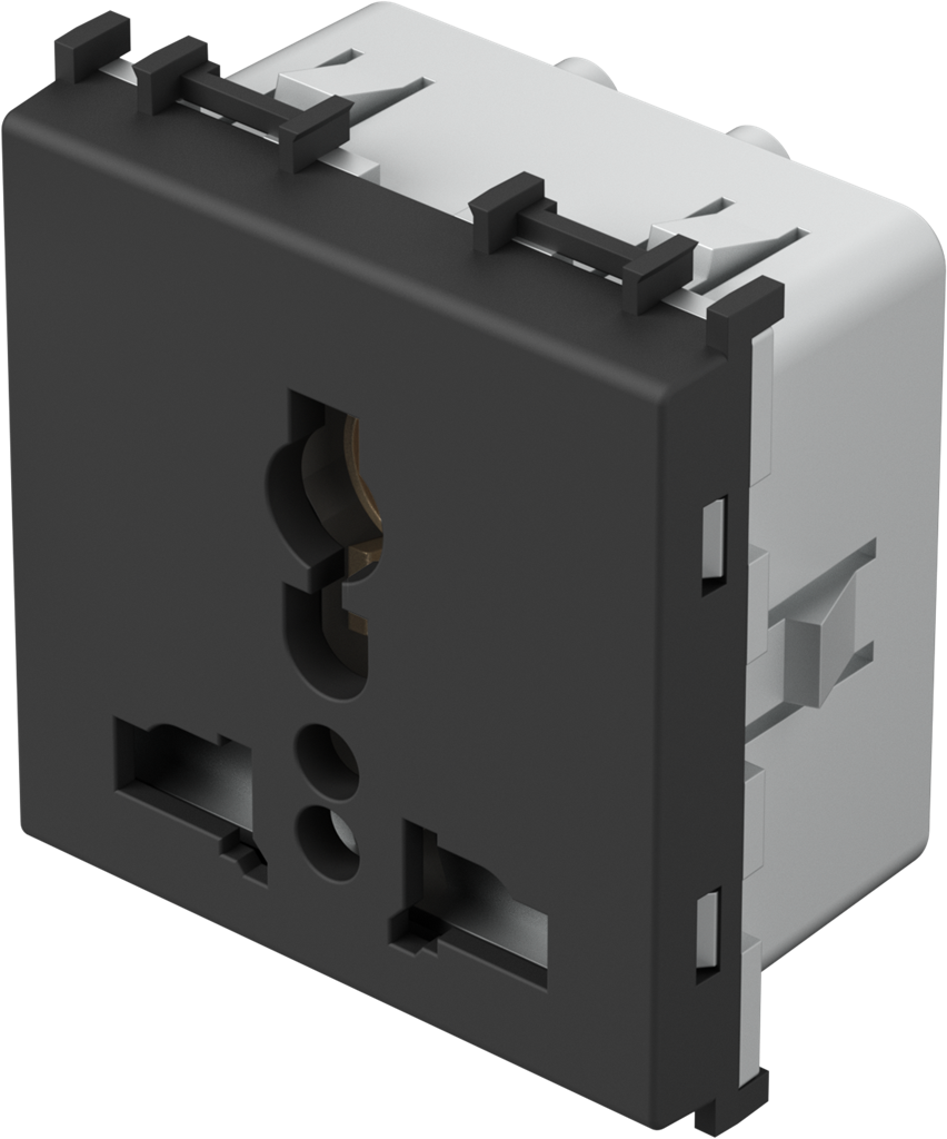 Контакт мулти стандарт 2P+E 13A 2 мод. цвят Черен мат Modul TEM