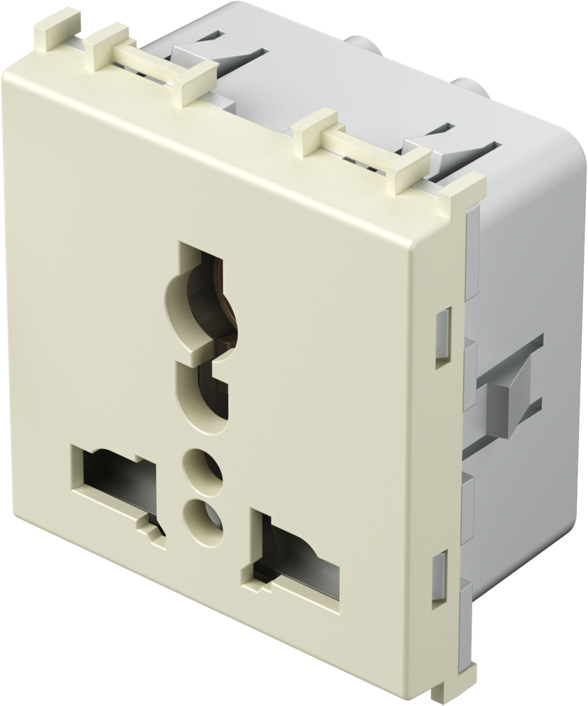 Контакт мулти стандарт 2P+E 13A 2 мод. цвят Крем гланц Modul TEM