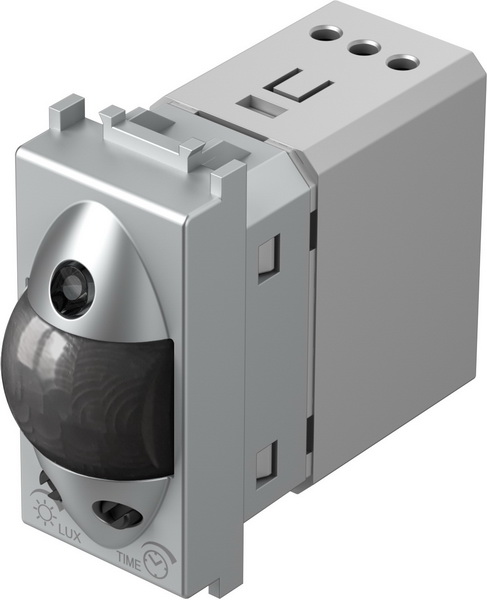 Датчик за движение PIR 110° обхват 8m @ h=1.2 мод. 5A изисква неутрала 1 мод. цвят Сребро мат Modul TEM