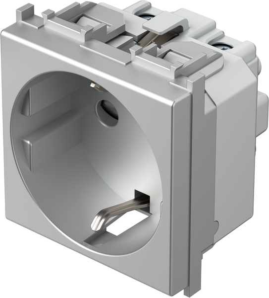 Контакт шуко 2P+E 16A 2 мод. цвят Сребро мат Modul TEM