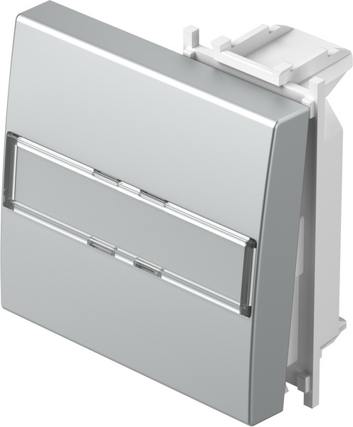 Лицев панел ключ/бутон 2 мод. с етикет цвят Сребро мат Modul TEM