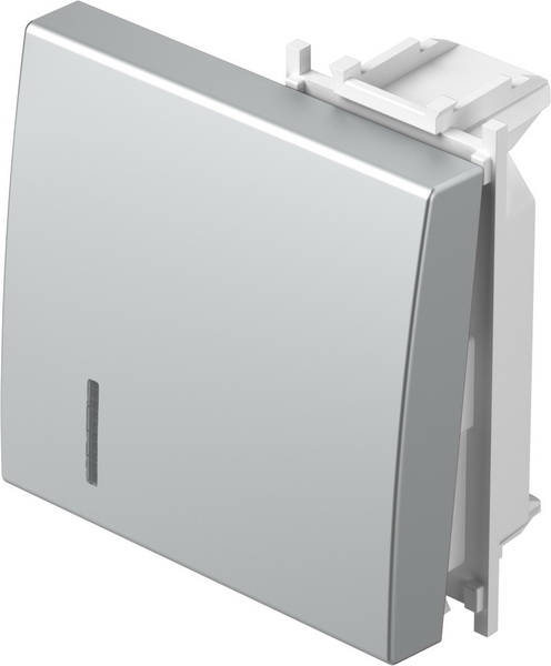 Лицев панел ключ/бутон 2 мод. с индикатор цвят Сребро мат Modul TEM