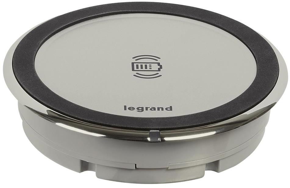 Модул за вграждане в бюро индуктивна зарядна станция 15W, кабел 2.5m, Ø80mm, Incara Disq Legrand