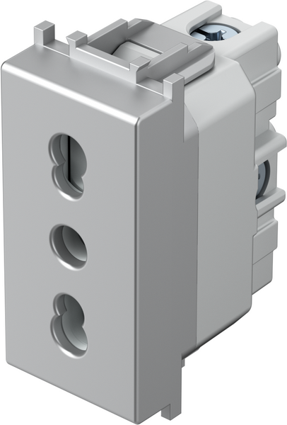 Контакт италиански стандарт 2P+E 16A 1 мод. цвят Сребро мат Modul TEM