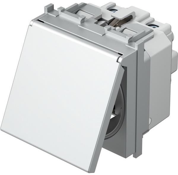 Контакт шуко 2P+E 16A 2 мод. с капаче цвят Сребро мат Modul TEM