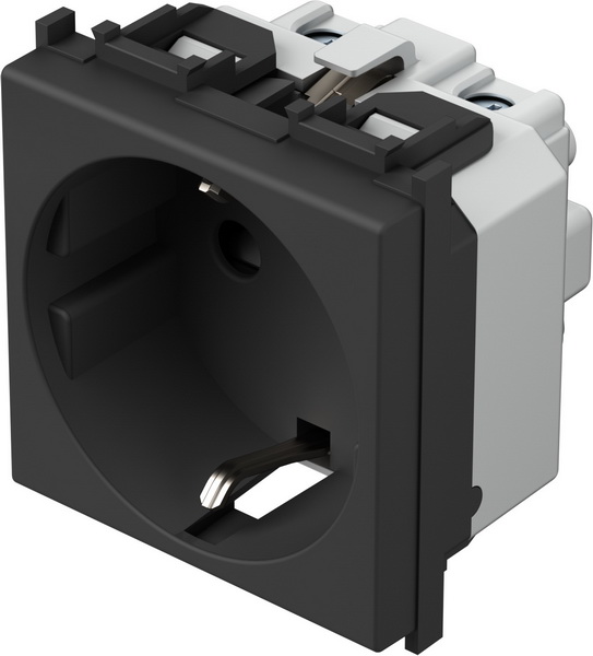 Контакт шуко 2P+E 16A 2 мод. цвят Черен мат Modul TEM