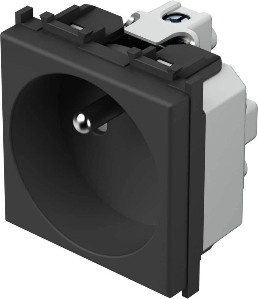 Контакт френски стандарт 2P+E 16A 2 мод. цвят Черен мат Modul TEM