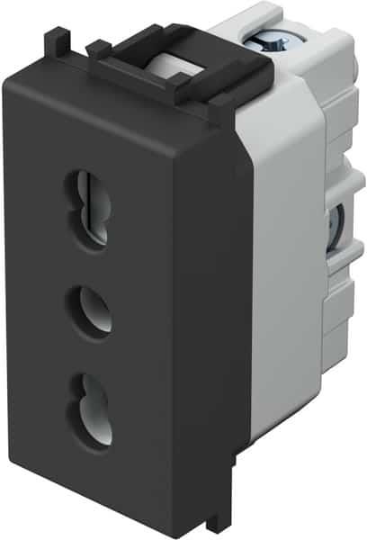 Контакт италиански стандарт 2P+E 16A 1 мод. цвят Черен мат Modul TEM