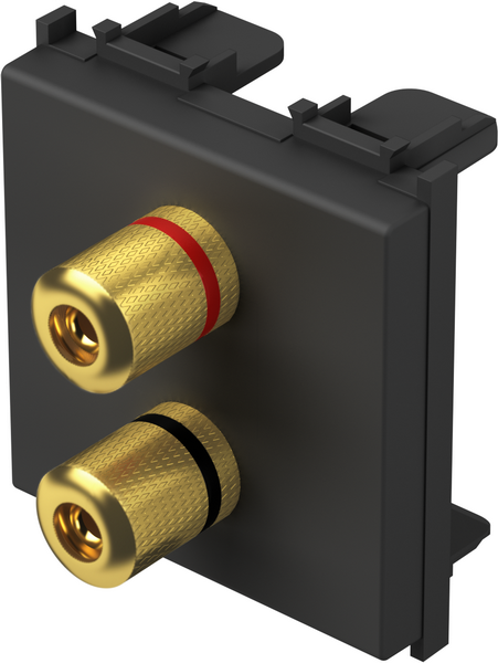 Розетка 2x Ø4 мод.м тонколони 2 мод. цвят Черен мат Modul TEM