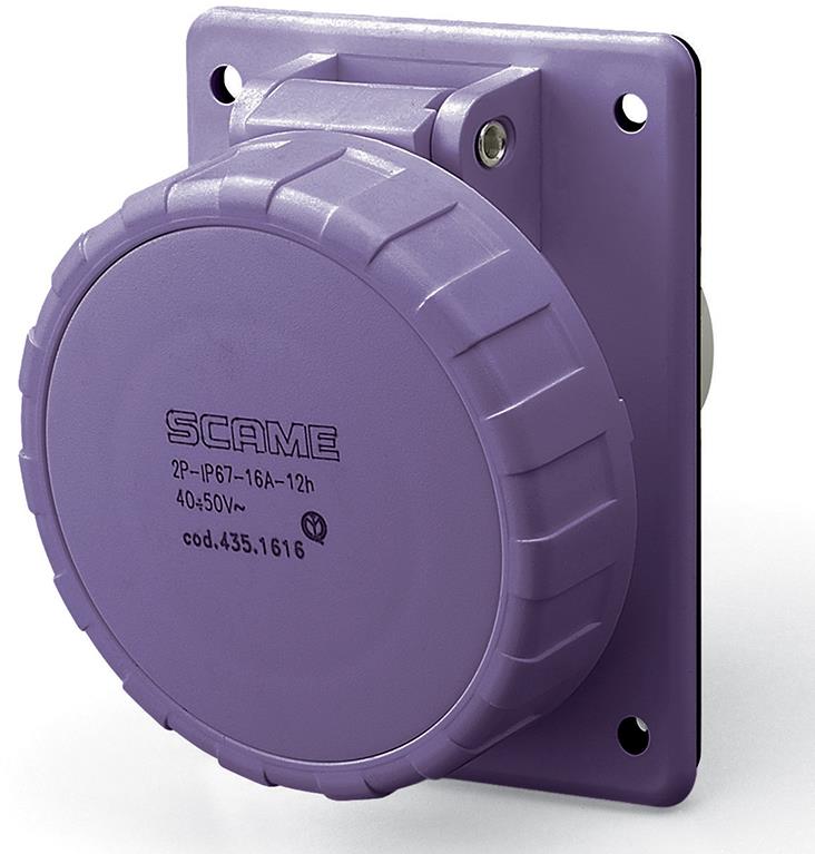 Промишлен панелен контакт 2P 32A 20-25V 70X87мм 50Hz IP67 Scame