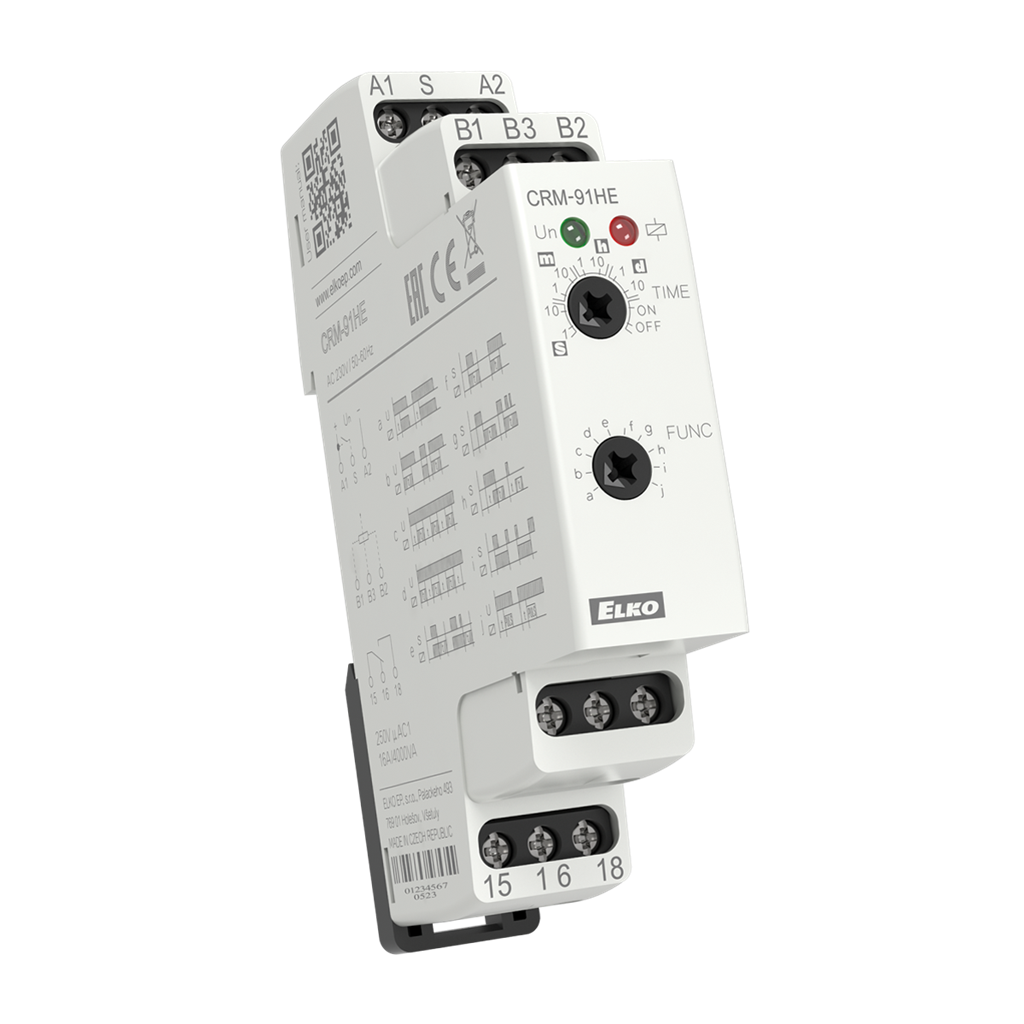 Реле за време, мултифункционално, 10x 0.1s...10d, 1c/o 16A, 12...240Vac/dc, 1DIN, с изнесен потенциометър, Elko EP