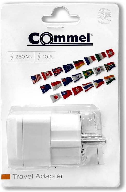 Адаптер Мултистандарт към контакт Шуко Commel