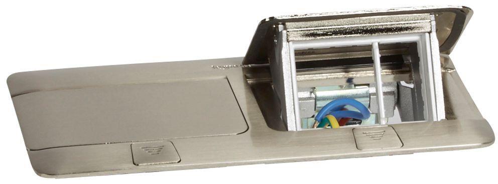 Подова/Мебелна кутия 2x3 мод. цвят НЕРЪЖДАЕМА СТОМАНА (Brush inox) Pop-Up кутия Legrand