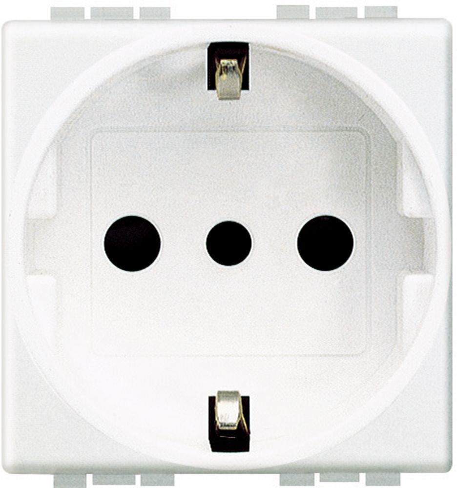 Контакт ШУКО/ИТАЛИАНСКИ 2P+E 2 мод. 10A цвят Бял LL Bticino