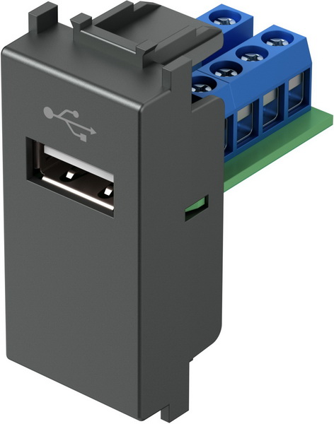 Розетка USB A 2.0 за данни 1 мод. цвят Антрацит Modul TEM