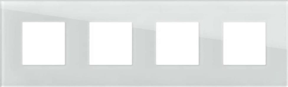 Рамка 2+2+2+2 мод. цвят Бяло стъкло Modul Edge TEM