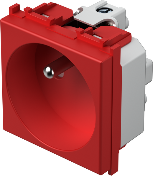 Контакт френски стандарт 2P+E 16A 2 мод. цвят Червен Modul TEM