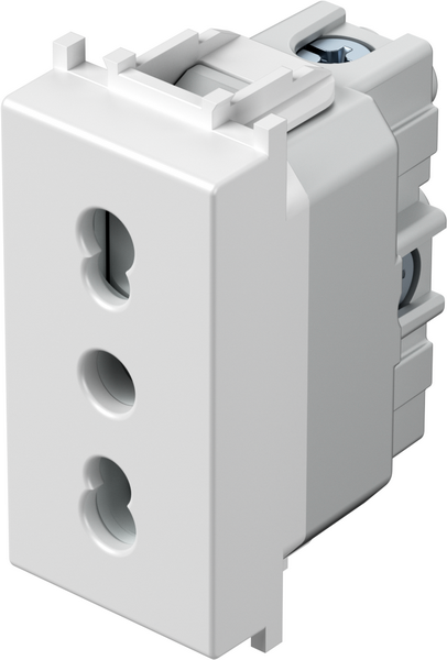 Контакт италиански стандарт 2P+E 16A 1 мод. цвят Бял гланц Modul TEM