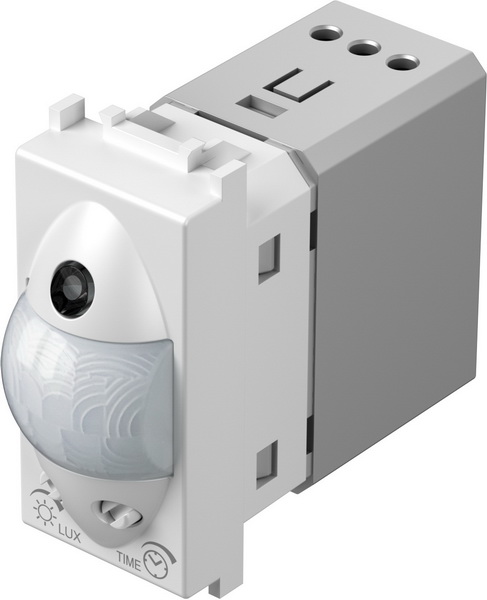 Датчик за движение PIR 110° обхват 8m @ h=1.2 мод. 5A изисква неутрала 1 мод. цвят Бял гланц Modul TEM