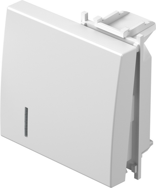 Лицев панел ключ/бутон 2 мод. с индикатор цвят Бял мат Modul TEM