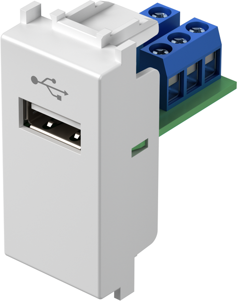 Розетка USB A 2.0 за данни 1 мод. цвят Бял мат Modul TEM