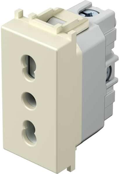 Контакт италиански стандарт 2P+E 16A 1 мод. цвят Крем гланц Modul TEM