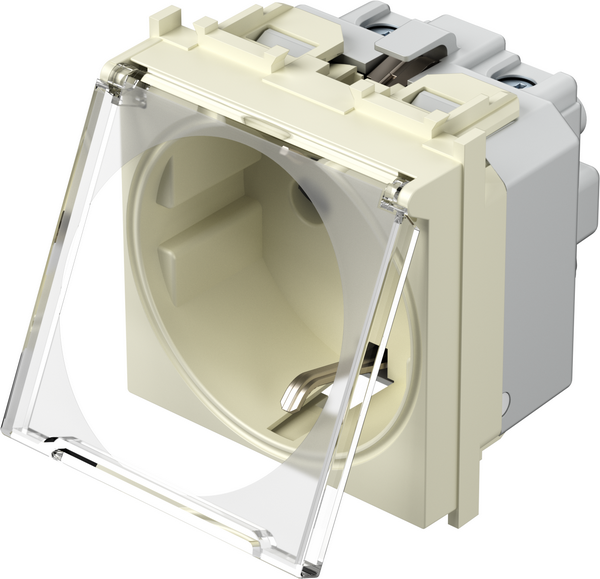Контакт шуко 2P+E 16A 2 мод. с капаче цвят Крем гланц Modul TEM