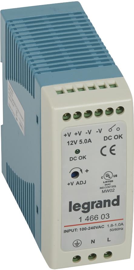Захранващ блок 1P In:100...240Vac Out:12Vdc 5A, 1DIN, Legrand